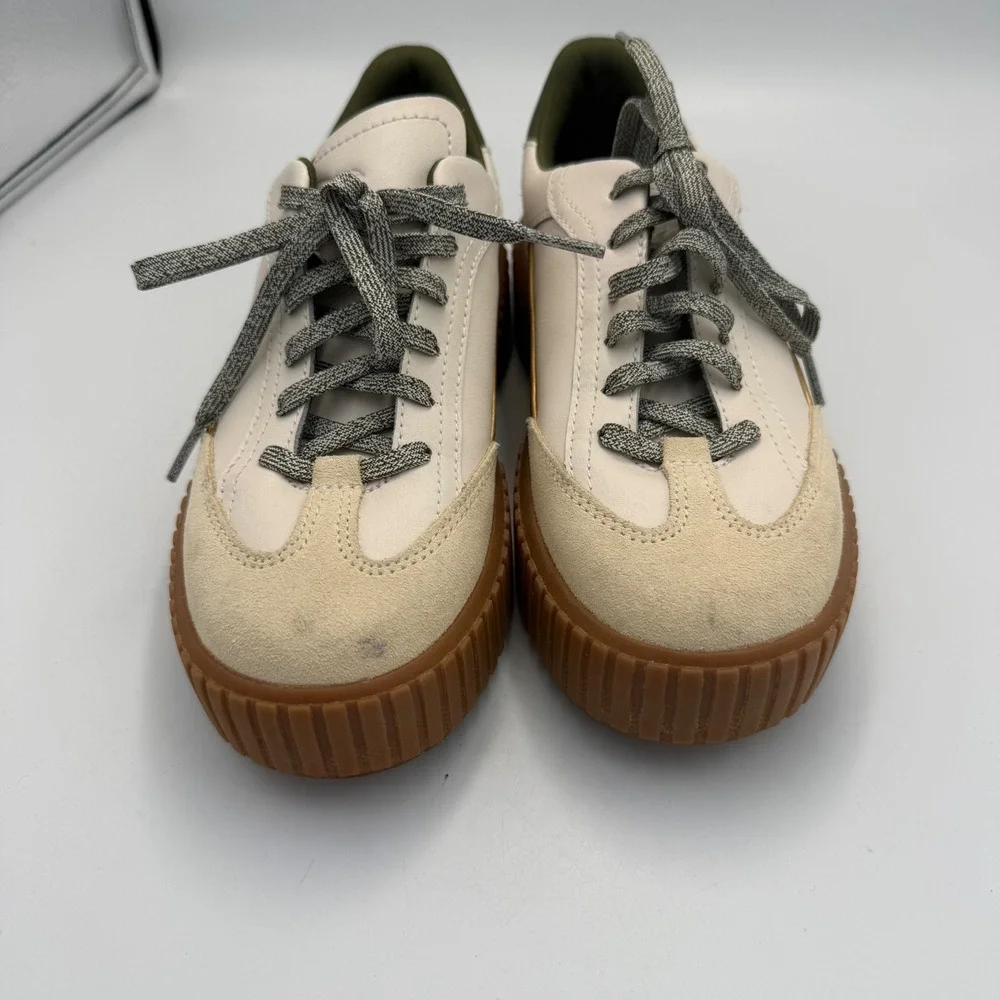 Sorel Ona Ave T-Toe Low Lace Chunky Platform Sneakers Olive Green Skater Size 7
